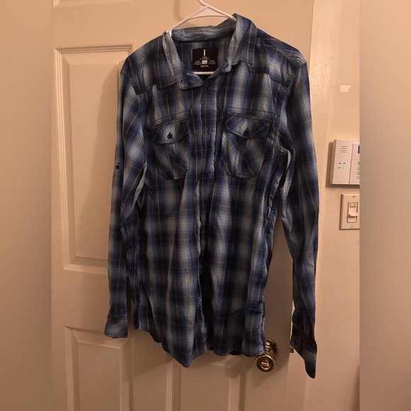 I Jeans by Buffalo Blue Plaid Button-Up Shirt - Size Large - Picture 1 of 3